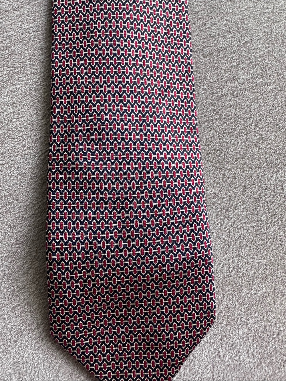 Dino Bassi Men's Geometric Navy and Red Dress Tie